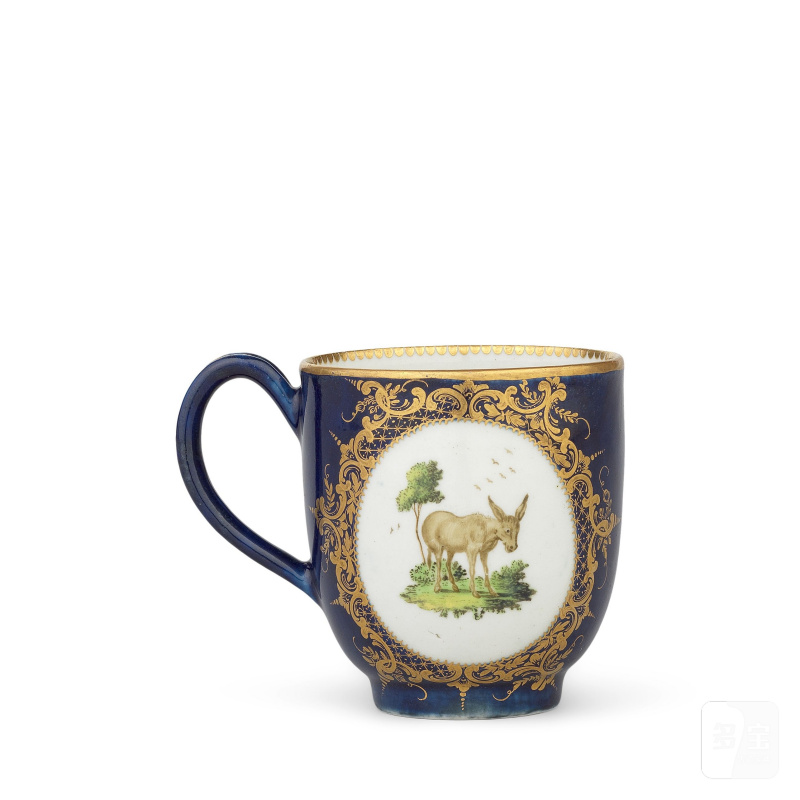 A Worcester coffee cup from the 'Animal Service', circa 1770